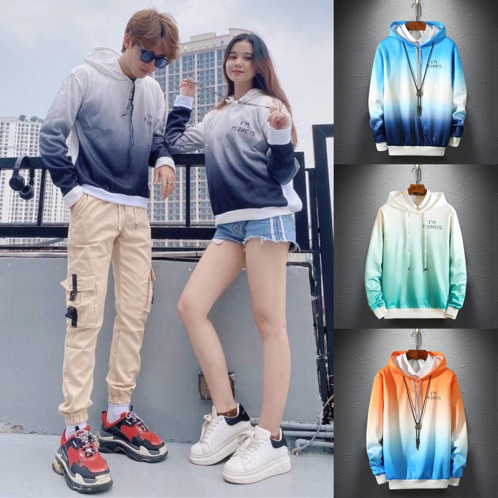 Áo Hoodie Nón Chui Trùm Đầu Nữ Nam Unisex Chất Vải Nỉ Poly Loang 2 Màu Trắng Đen WAH055