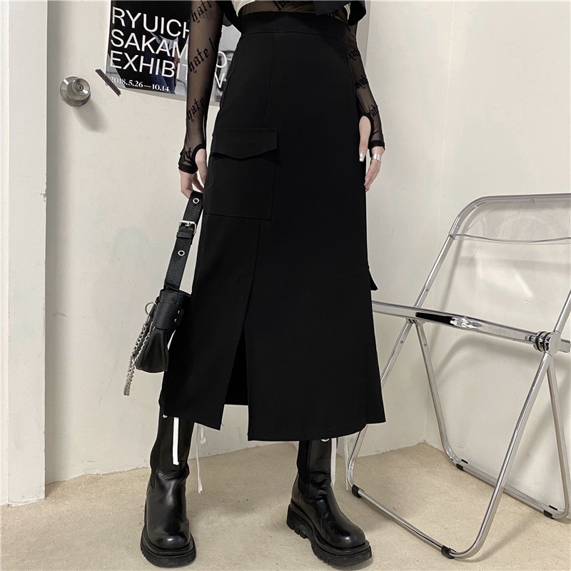 Chân váy chữ A dáng dài trung bình eo cao thời trang Hàn Quốc cá tính | BigBuy360 - bigbuy360.vn