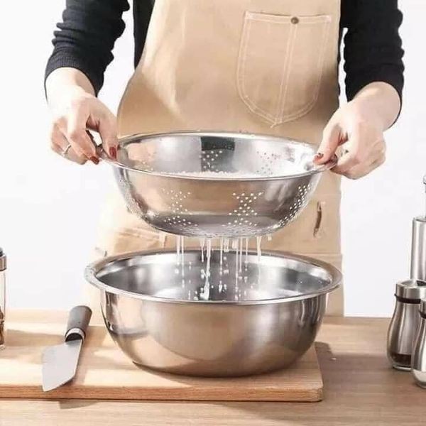 Sét thau rổ inox 5 món bền đẹp