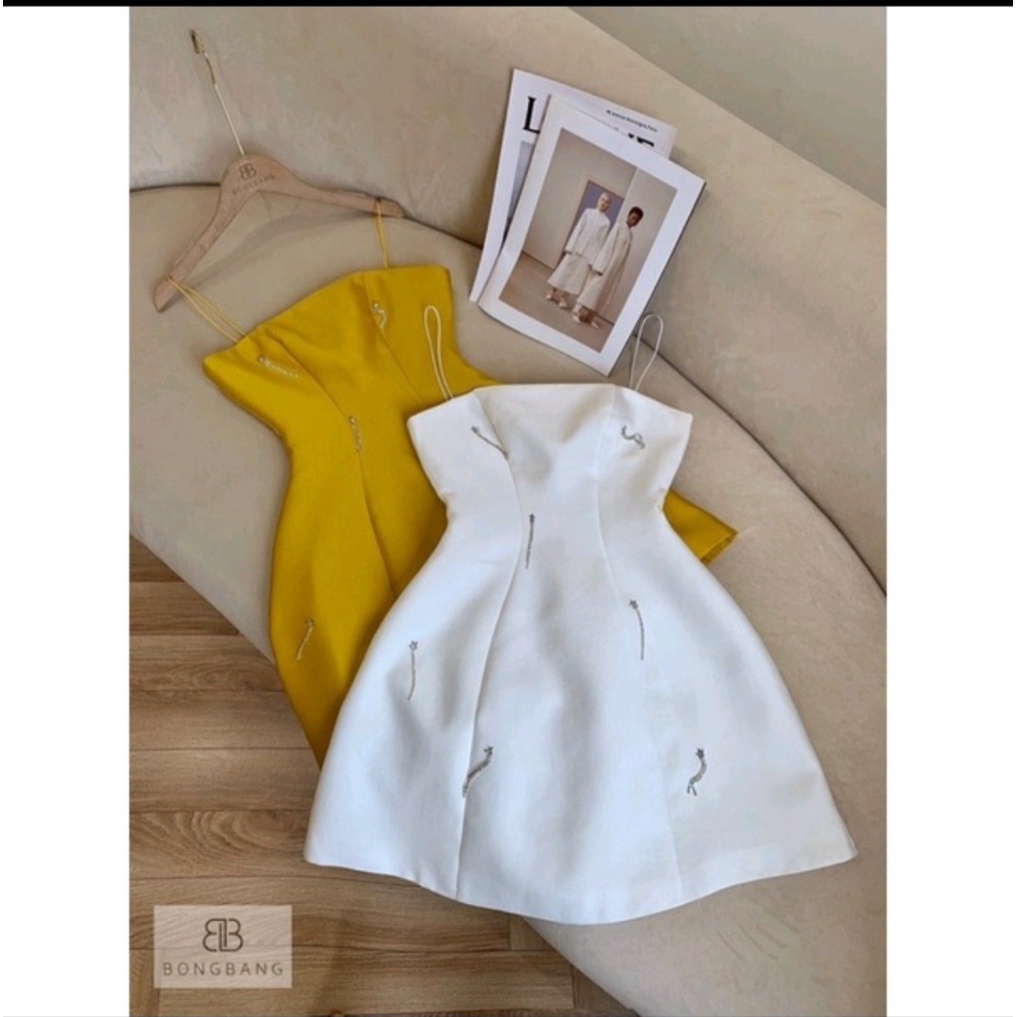 (Free Ship) ĐẦM TAFTA NƠ ĐÍNH ĐÁ DỰ TIỆC ĐI CHƠI SIÊU SANG CHẢNH HÀNG THIẾT KẾ XINH LUNG LINH PU HHp Fashion