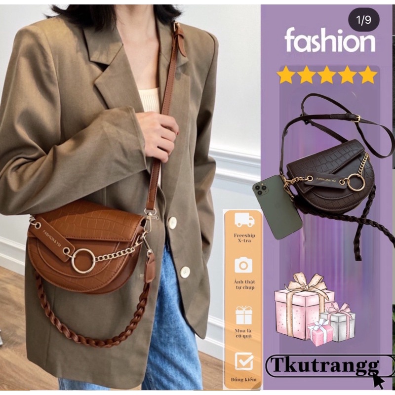 Túi xách nữ đeo chéo, nắp lệch da mềm đẹp cá tính cực dễ mix đồ- T&A Bags Store💚 tkutrang bag store 💚