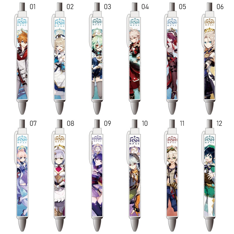Bút Bi Mực Đen 1mm Hình Anime Genshin Impact