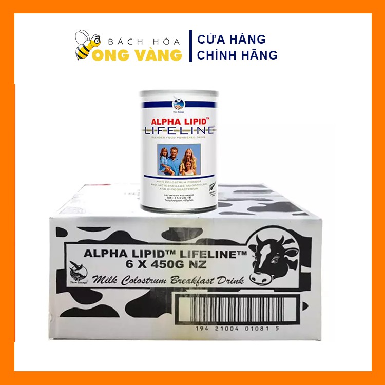 Combo 1 thùng 6 lon Sữa non Alpha Lipid Lifeline 450g chính hãng New Zealand nguyên mã code