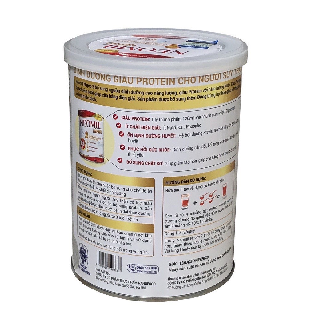 Sữa Bột Neomil Nepro – Cung Cấp Dinh Dưỡng Giúp Giảm Protein Cho Người Suy Thận