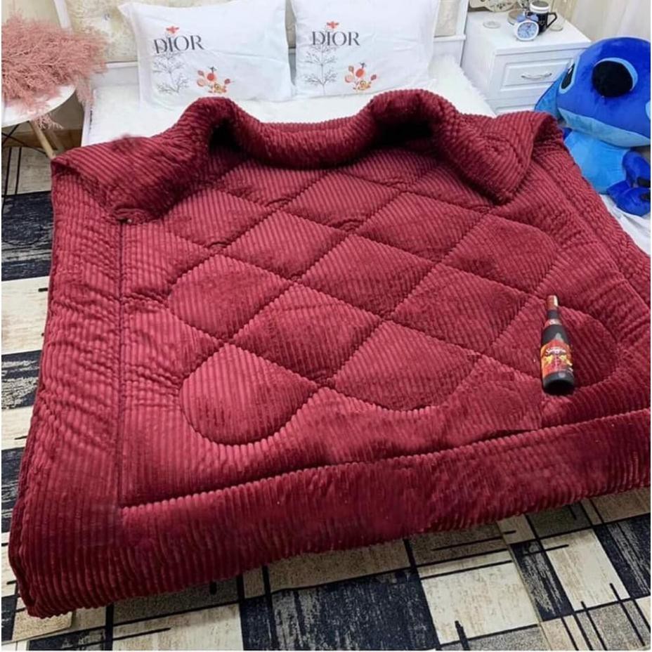 Ga Trải Giường Nỉ Nhung Tăm Cao Cấp (Tặng Kèm Vỏ Gối Nằm ) + Chăn nhung 3.8kg mềm, óng mịn