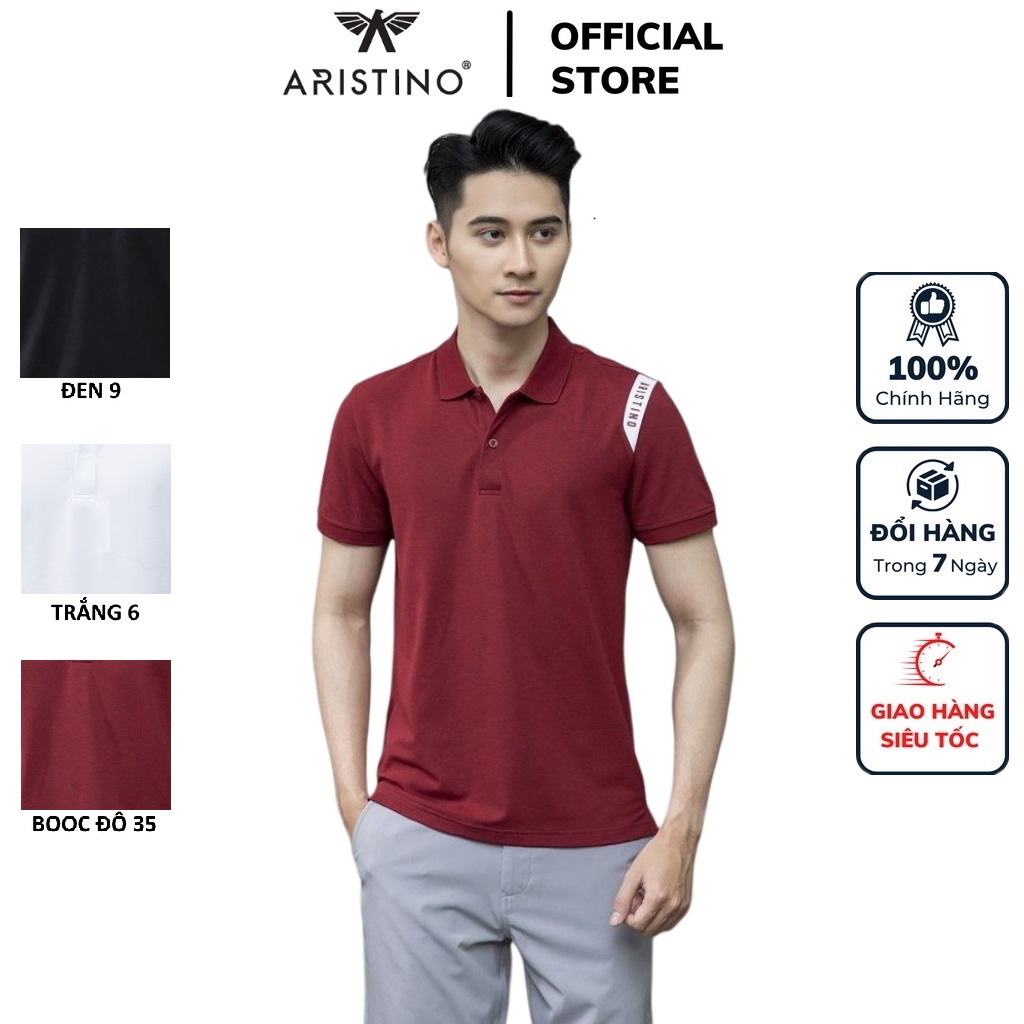 Áo thun polo nam Aristino APS008S1 phông có cổ bẻ dáng slim fit ôm nhẹ trơn màu vải cotton cao cấp mềm mại