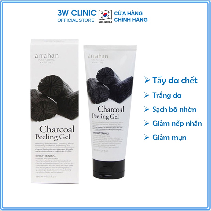 Tẩy da chết - Tẩy tế bào da chết chiết xuất từ than hoạt tính Arrahan Hàn Quốc 180ml