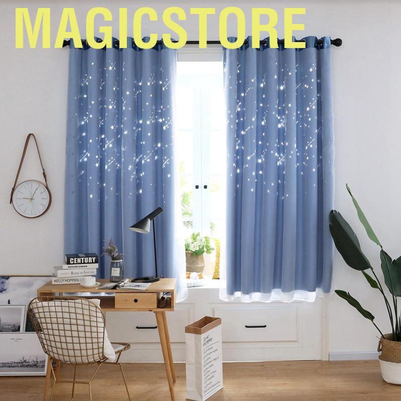 Magicstore 2PCS/Set Curtains salon Double Layer Darkening Blackout Window Curtain for Bedroom Livingroom Modern Style Su