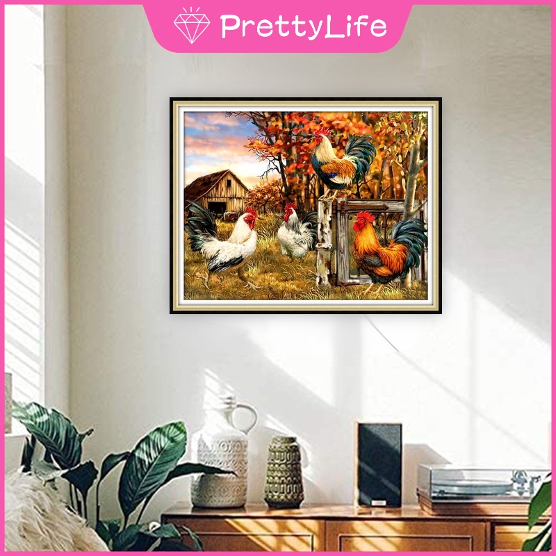 Bộ Tranh Đính Đá 5D Họa Tiết Chú Gà Con Độc Đáo Kích Thước 50x40cm Diy Dùng Trang Trí Nhà Cửa