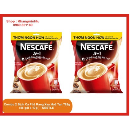 Combo 2 Bịch Cà phê rang xay hoà tan Nescafe 3in1 bịch 782g (46 gói*17g) - Nestle