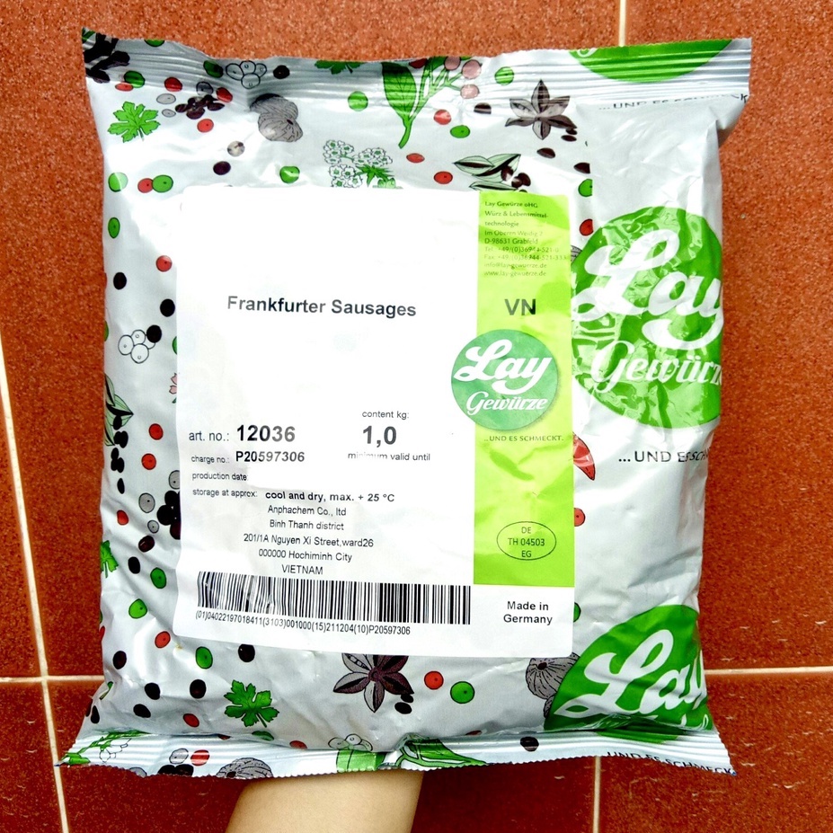 Gia vị làm xúc xích của Đức Frankfurter Sausages - Chiết xuất thảo mộc tự nhiên, chuẩn vị xúc xích Đức