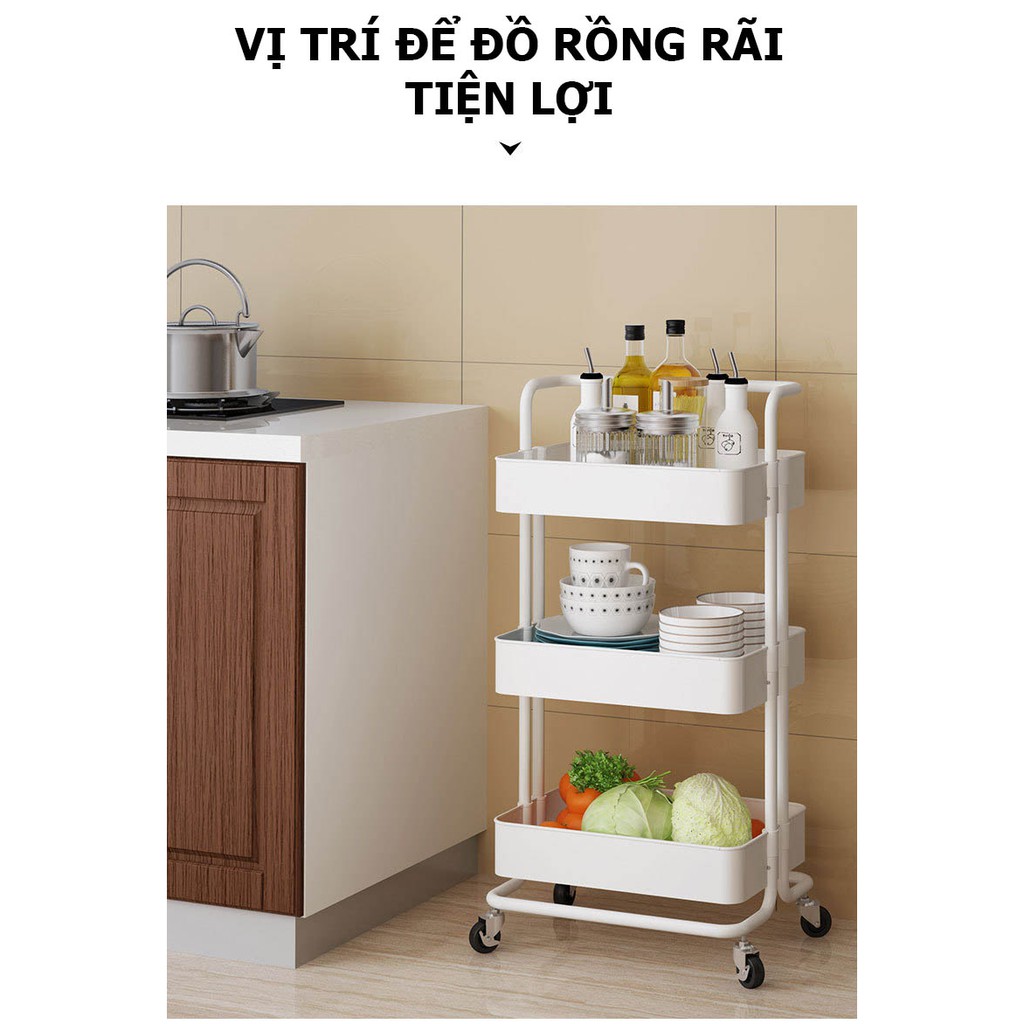 Kệ để đồ nhà bếp, kệ để đồ đa năng nhiều tầng có bánh xe KHALIK - KBX