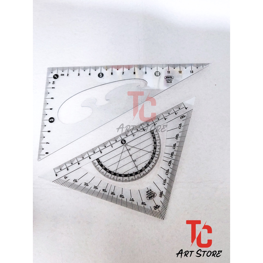 Thước Êke Vẽ Kĩ Thuật Đa năng - WinQ No.6 - Triangle Ruler Nhựa Dẻo ( Bộ 2 Cây)