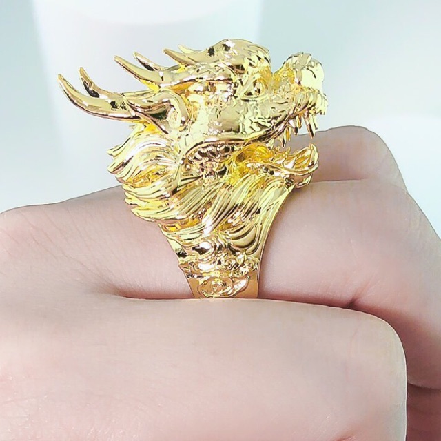 Nhẫn nam đầu rồng cao cấp dát vàng 18k mẫu mới