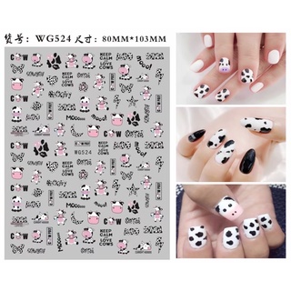 Stick bò sữa, sticker hình bò sữa, phụ kiện nail