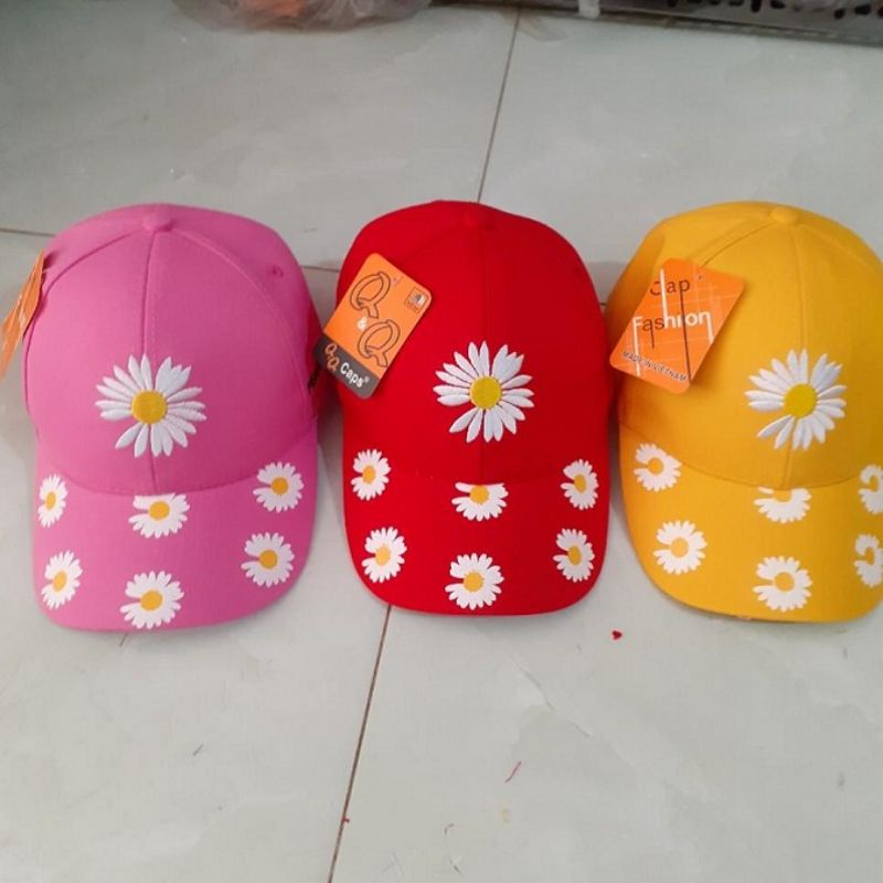 Mũ lưỡi trai, nón kết cao cấp thêu hoa cúc, cà rốt, phong cách Ulzzang.