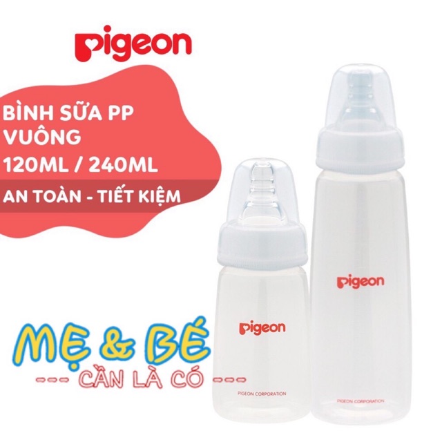 Bình sữa vuông cổ hẹp Pigeon 120ml/240ml [CHÍNH HÃNG]