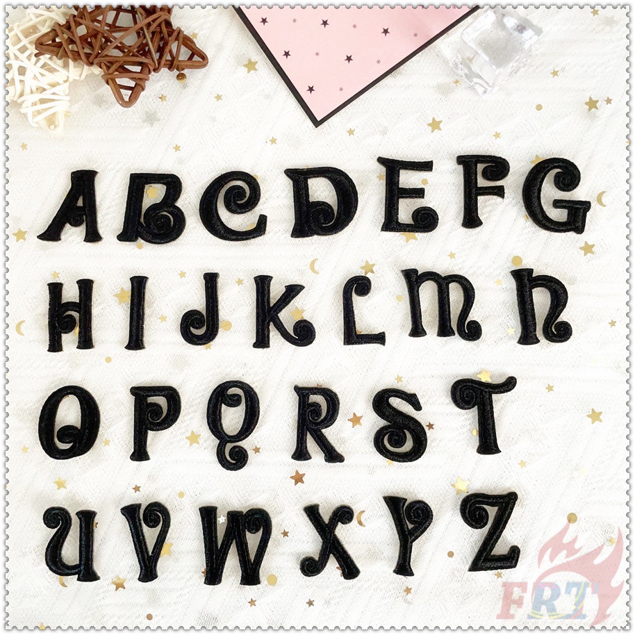 ✿ Miếng Dán Trang Trí Hình Chữ Cái Màu Đen ✿ 1 Sticker Ủi Thêu Hình Huy Hiệu