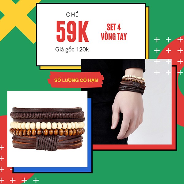Bộ 4 vòng tay nam handmade