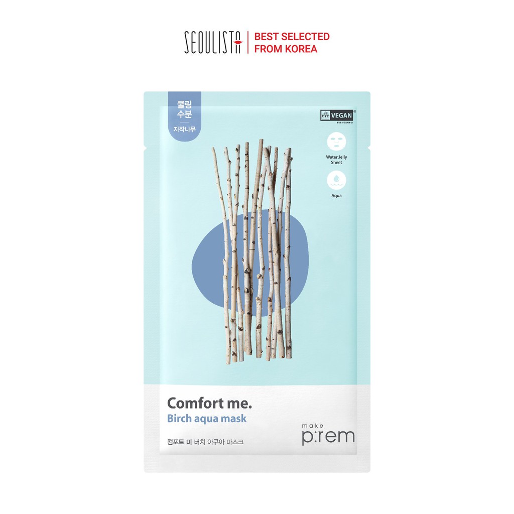 Mặt nạ giấy chiết xuất Bạch Dương Make P:rem Comfort me. Birch aqua mask 30ml