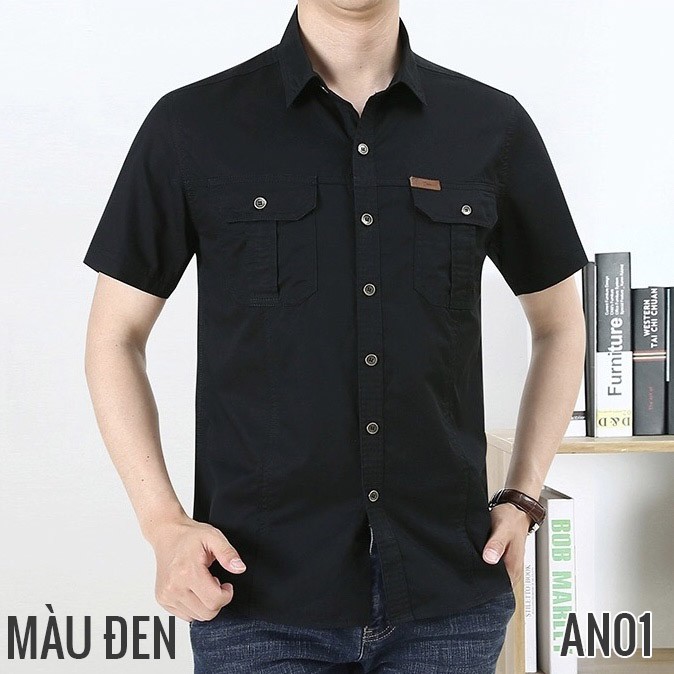 ÁO SƠ MI KAKI NAM HAI TÚI TRƯỚC - AN1 | BigBuy360 - bigbuy360.vn