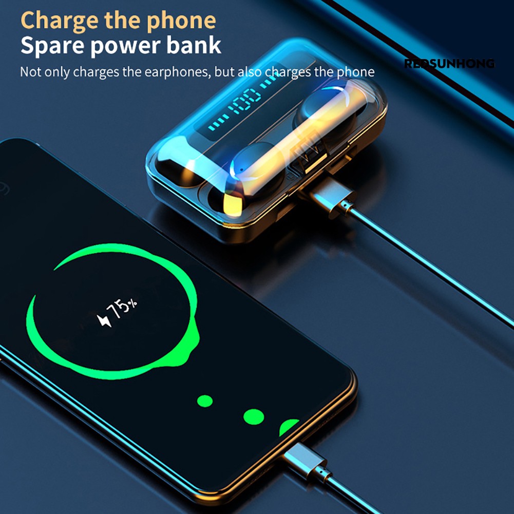 Tai Nghe Không Dây Bluetooth 5.0 Redsu F9-5C Tws Kỹ Thuật Số 5.0 Cho Điện Thoại