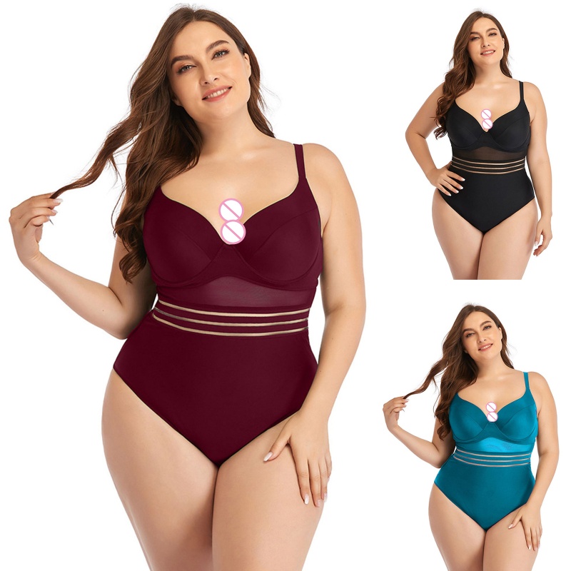 Brroa Bộ Bikini Lưng Cao Màu Trơn Mềm Mại Cỡ Lớn Quyến Rũ Cho Nữ