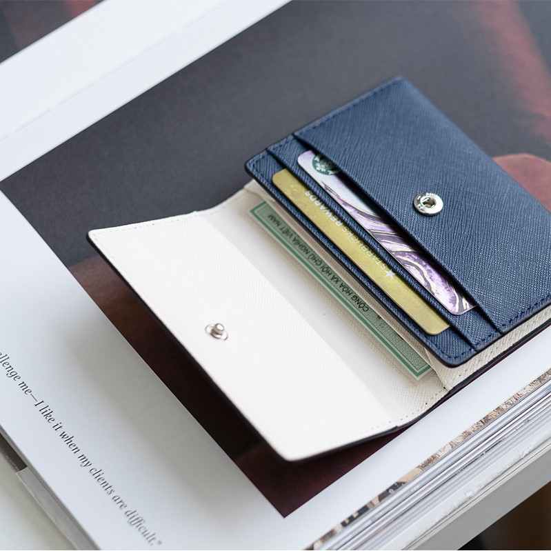 Ví đựng thẻ card holder Kate da Saffiano thương hiệu Leonardo | BigBuy360 - bigbuy360.vn