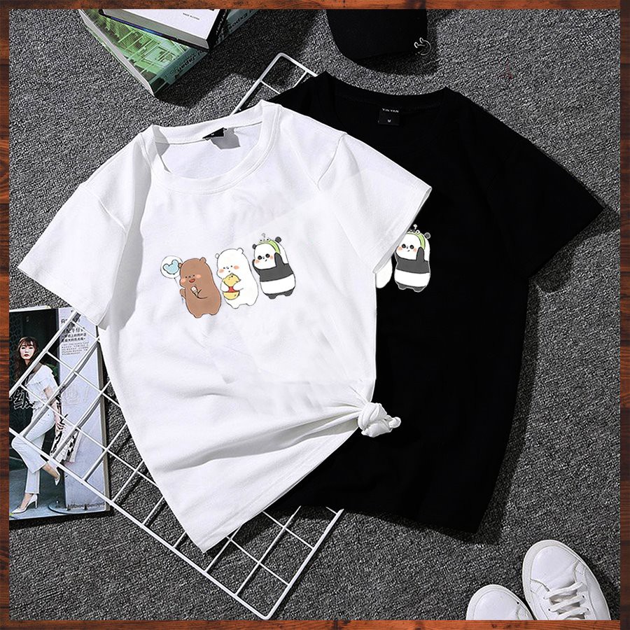 Áo thun nữ tay lỡ form rộng 3 chú gấu dễ thương vải dày mịn 2020TN1013