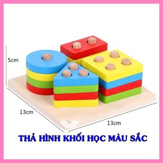Bộ Thả 4 Cọc Giúp Bé Học Hình Khối, Màu Sắc, Tư Duy Logic - Loại 1
