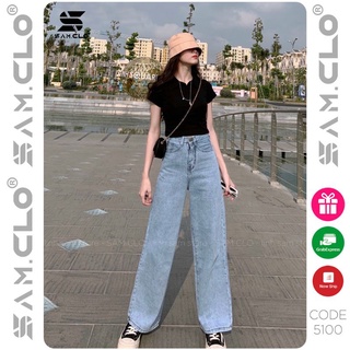 Quần bò Baggy denim Jeans nữ SAM CLO dáng suông ulzzang ống rộng