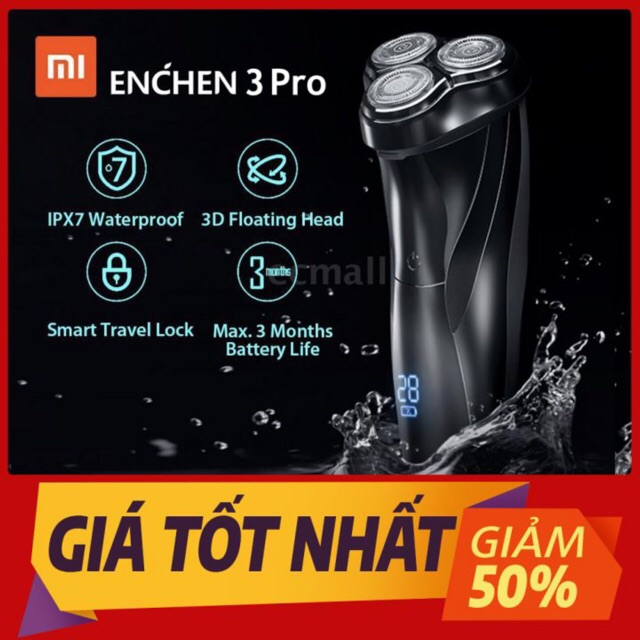 [Sẵn hàng, Rẻ nhất] Máy cạo râu Xiaomi Enchen 3 mẫu mới nhất, hàng chính hãng, nguyên seal, sạc Type-C có % pin