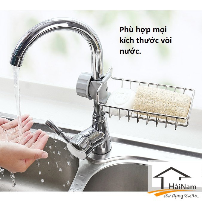 Giá Treo Bồn Rửa Bát Mạ Inox, Đựng Lưới Rửa Bát, Bàn Chải Đa Năng Tiện Dụng