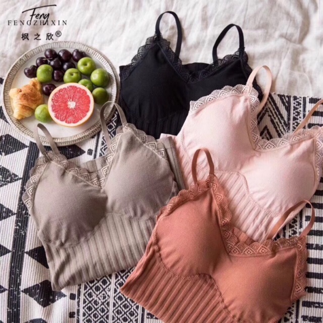 [siêu hót]áo 2 dây thần thánh chất mềm đẹp có mút kèm túi zip