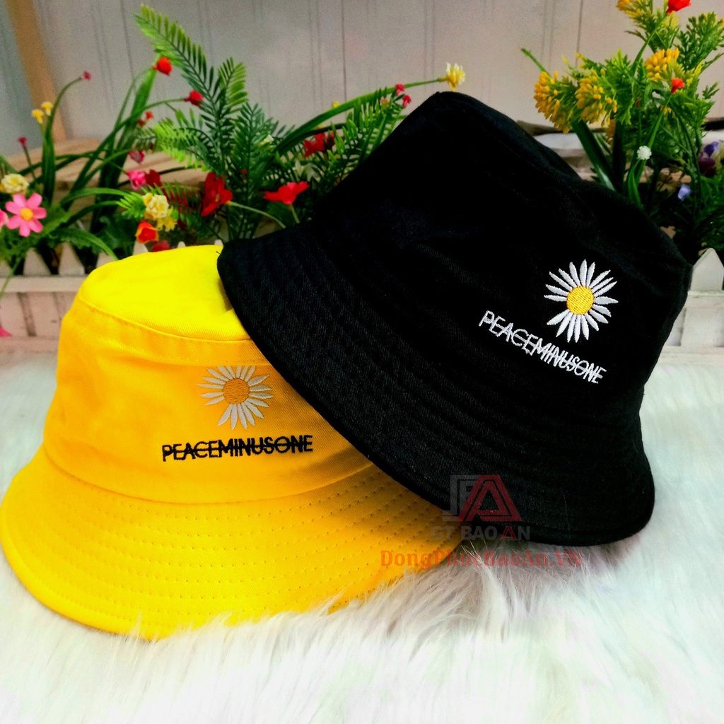Mũ Nón Bucket Thêu Cúc Họa Mi Vành Tròn Nhiều Màu Phong Cách BASIC Trẻ Trung