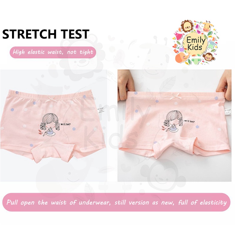 Bộ 5 Quần Lót Boxer Bằng Cotton Tinh Khiết In Họa Tiết Hoa Thoải Mái Cho Bé Gái 3-12 Tuổi