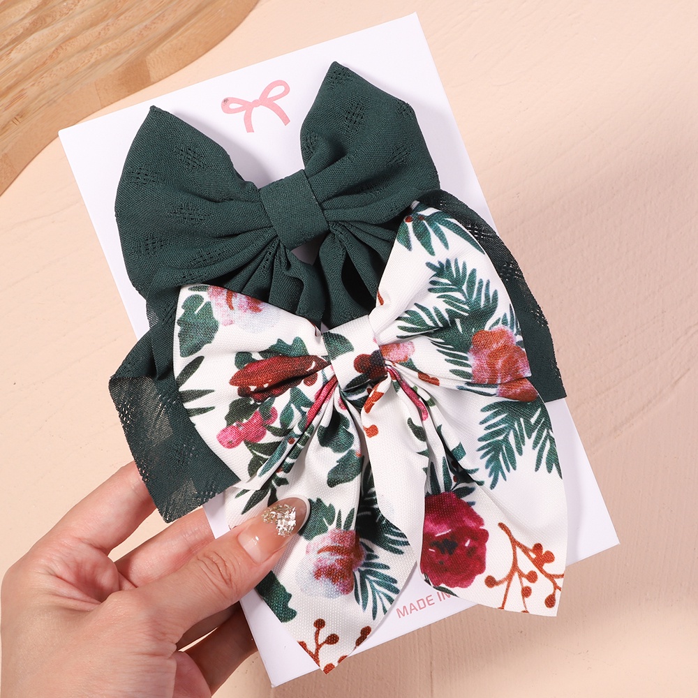 RainBow Bows Set 2 Kẹp Tóc Nơ Họa Tiết Hoa Thời Trang Nữ Tính