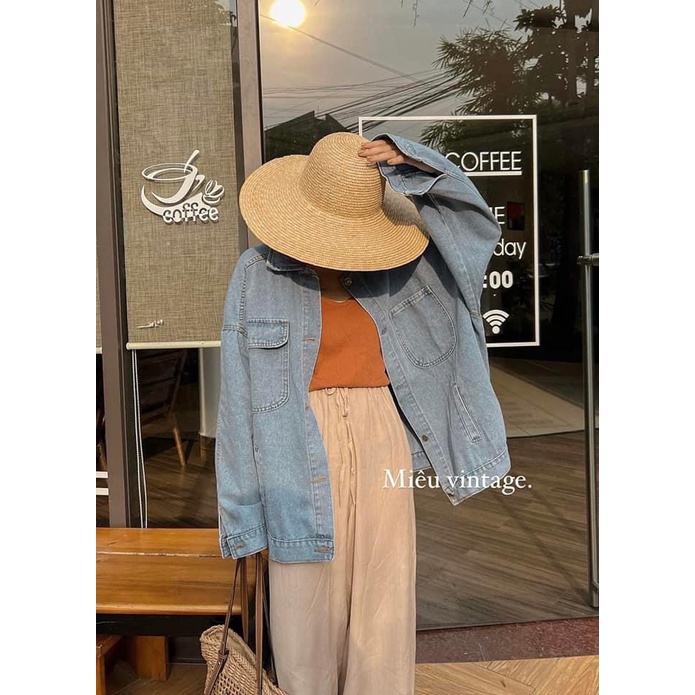 Áo Khoác Nữ Jean UNISEX Form Rộng Nữ - Áo khoác bò Denim nữ form rộng suông street style chống nắng basic Hàn Quốc