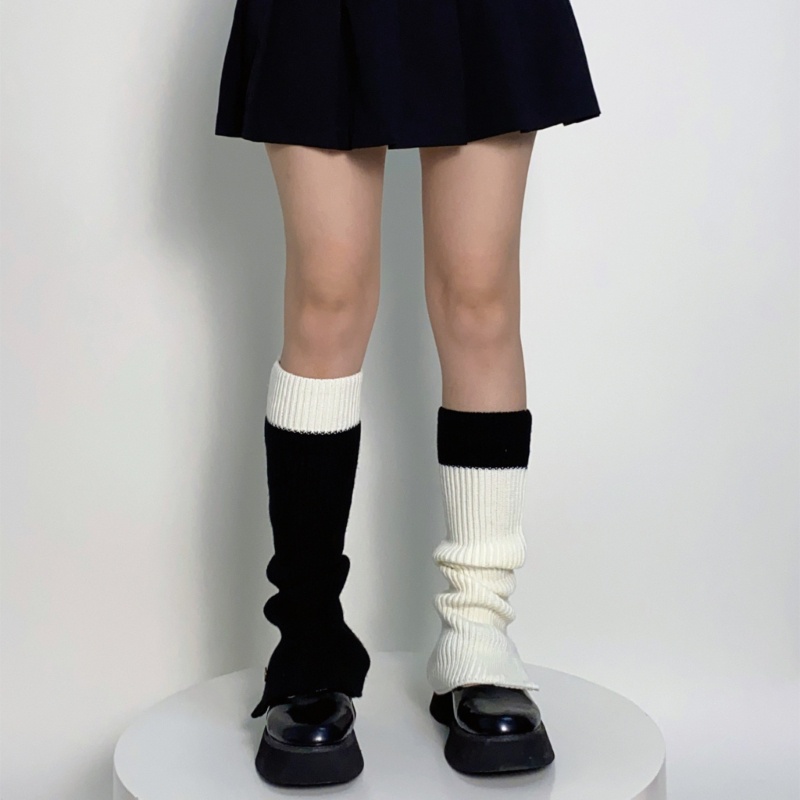 Tất Giữ Ấm Chân Thiết Kế Dài Tới Gối Phối Màu Thời Trang Xinh Xắn Cho Nữ