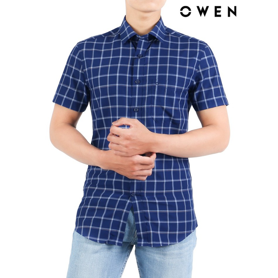 Áo sơ mi ngắn tay Owen Bamboo Regularfit màu xanh - AR22661NT