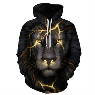 Áo Hoodie in 3D Cao Cấp Sư Tử Đen