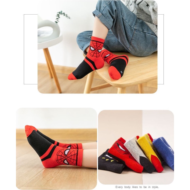 Set 5 Đôi Tất Hoạ Tiết Siêu Nhân Phong Cách Hàn Quốc Cho Bé Trai 1 - 12 tuổi