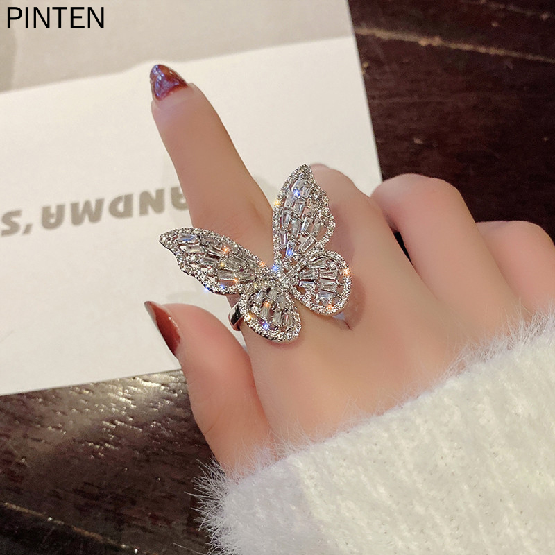 Nhẫn Đeo Tay Đính Đá Zircon Hình Bướm Cho Nữ