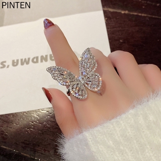 Nhẫn hở hình bướm đính đá Zircon sang trọng