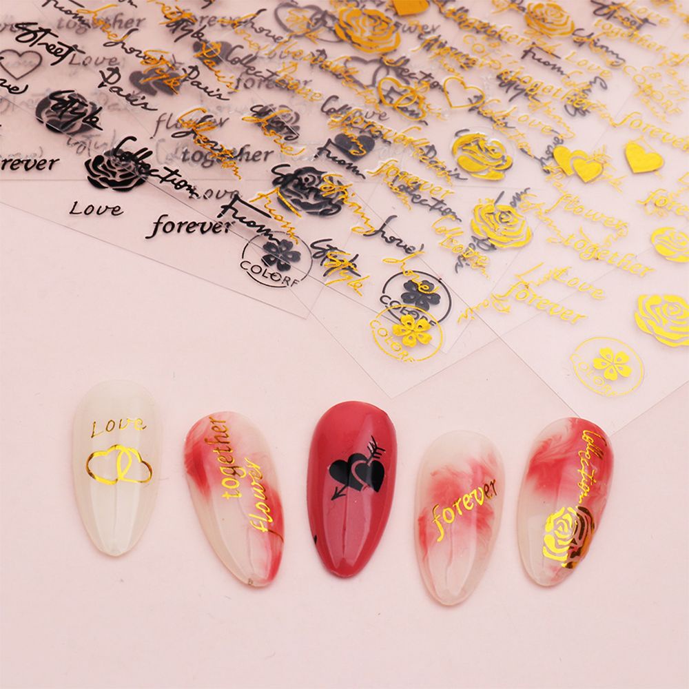 Miếng Dán Trang Trí Móng Tay Màu Đen Thời Trang|Bộ Dụng Cụ Thiết Kế Móng Tay 3D DIY