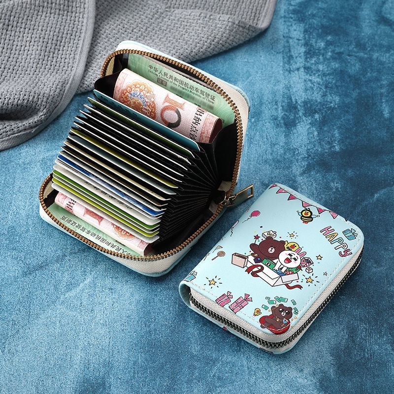 Ví đựng thẻ KAITIFEI cỡ mini họa tiết hoạt hình chống từ tính