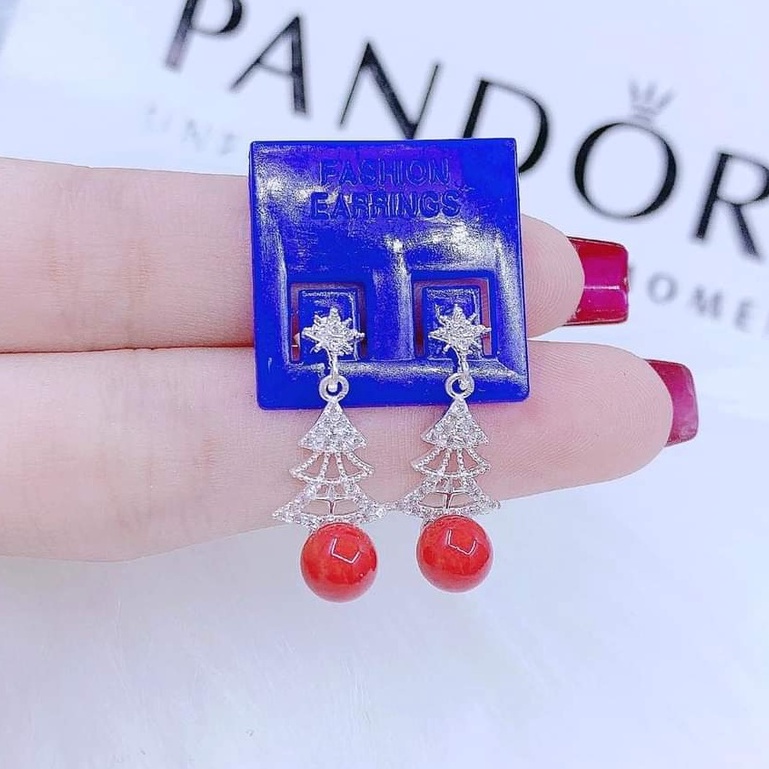 Khuyên tai bạc Van Jewelry V10733 Khuyên treo Cây Thông Noel bạc xinh