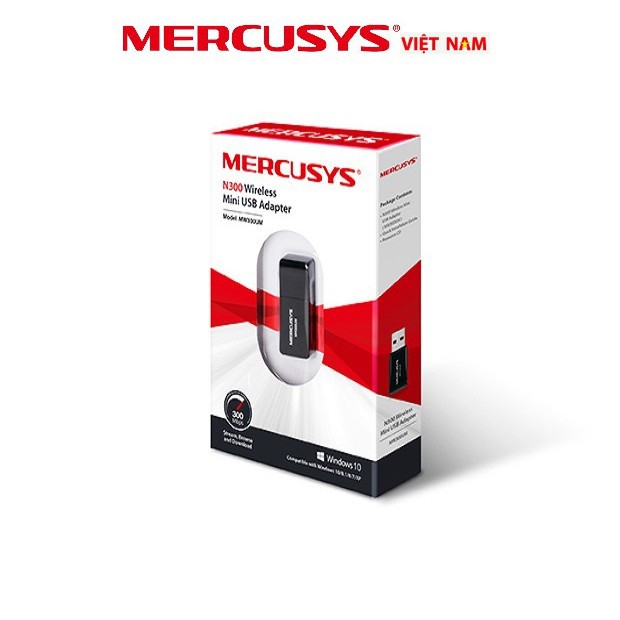 Bộ chuyển đổi USB wifi MERCUSYS MW300UM chuẩn N tốc độ 300Mbps. Chính hãng, BH 24 tháng