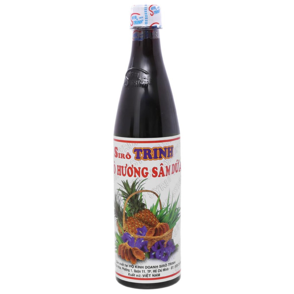 Siro Trinh chai 600ml nhiều hương - đào, dâu, vải, việt quất, cherry, sâm dứa