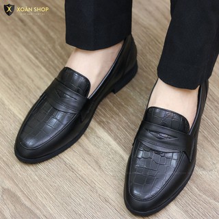 Giày lười nam cao cấp giá rẻ chất liệu da bò đế cao su G046